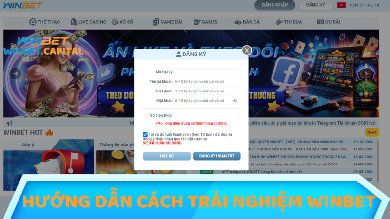 Hướng dẫn các bước trải nghiệm Winbet